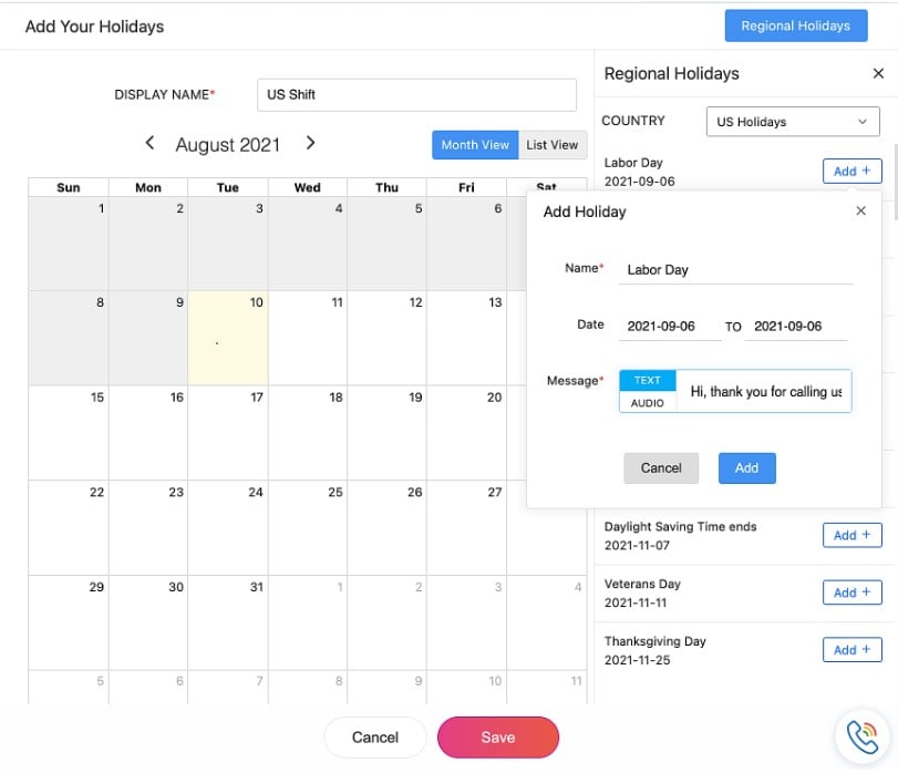 Calendar Add Holidays