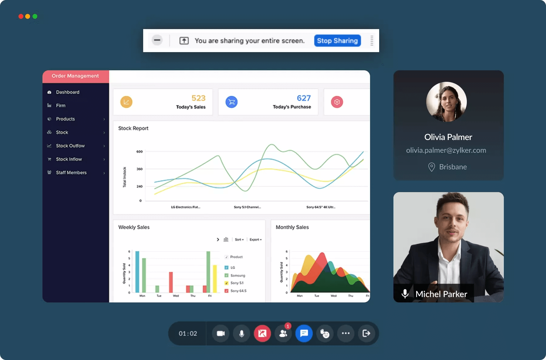 zoho meetings interface